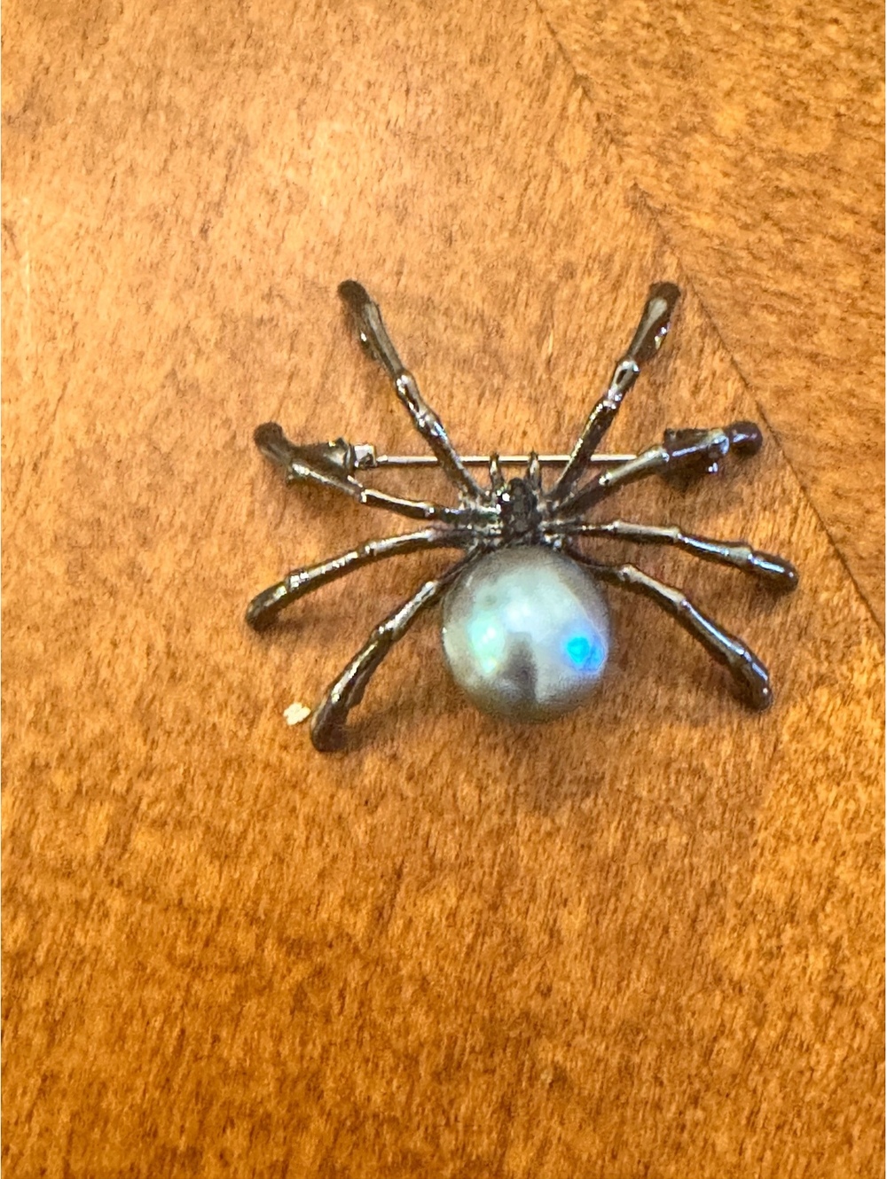 Spider-Shaped Brooch with Faux Pearl Accent 382